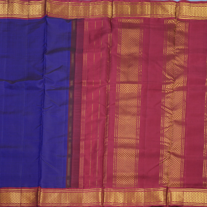 Hayagrivas Handloom Ink Blue Ten Yards Silk Saree KBF739G5-4