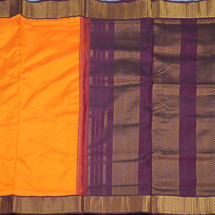 Hayagrivas Handloom Mambazham Orange Ten Yards Silk Saree KBF739G6-1