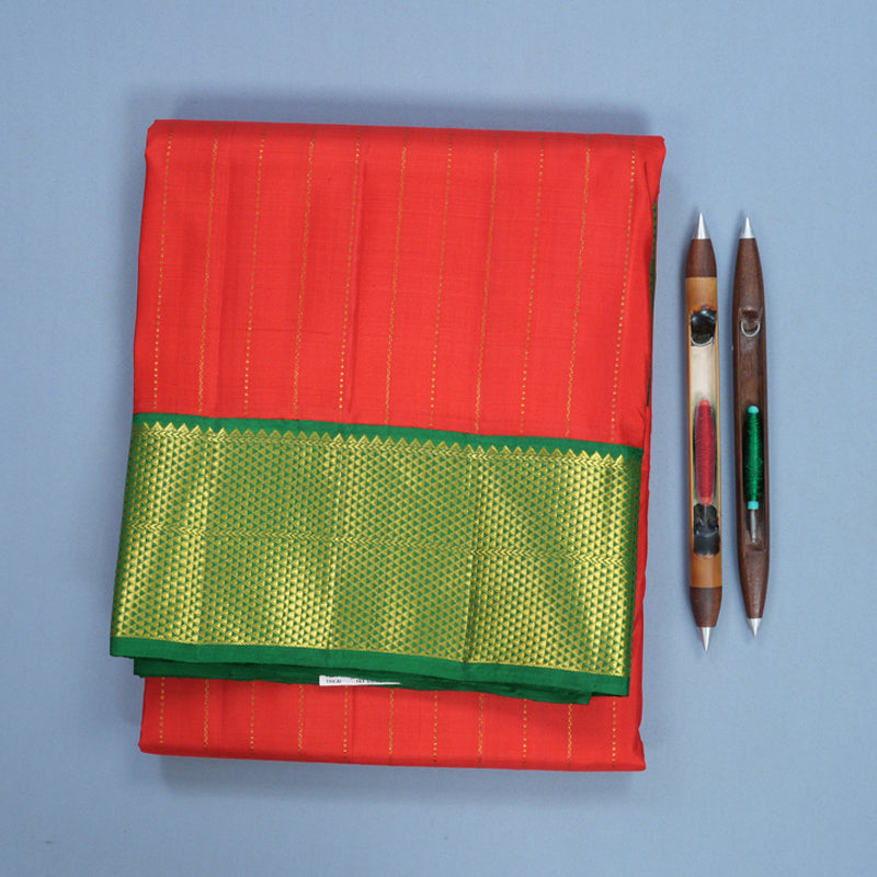 Hayagrivas Handloom Red Ten Yards Silk Saree KBF739G7-1