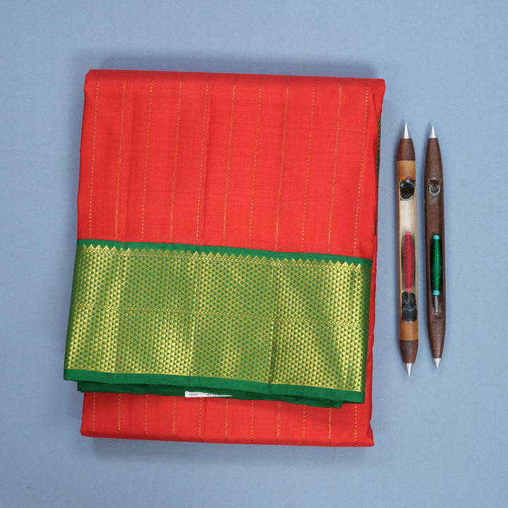 Hayagrivas Handloom Red Ten Yards Silk Saree KBF739G7-1