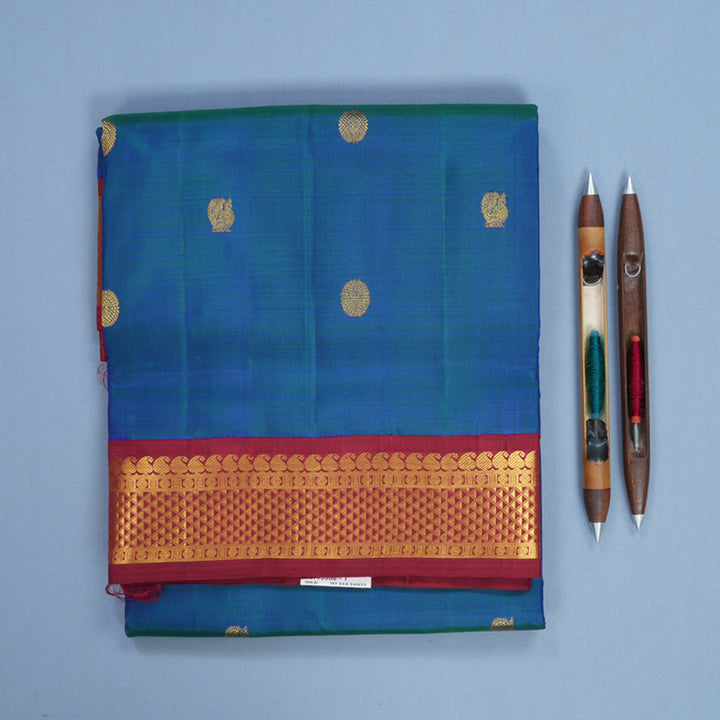 Hayagrivas Handloom Mayilkazhuthu Ten Yards Silk Saree KBF739G8-1