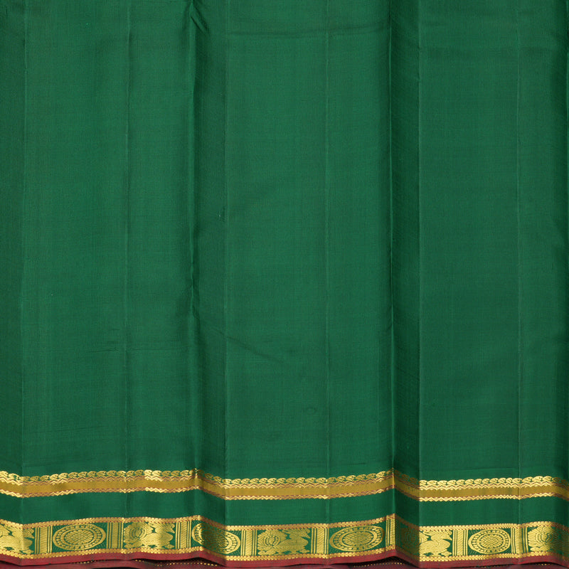 Hayagrivas Handloom Mambazham Orange Kanjivaram Silk Saree with Dark Green Border KBF743H1-1