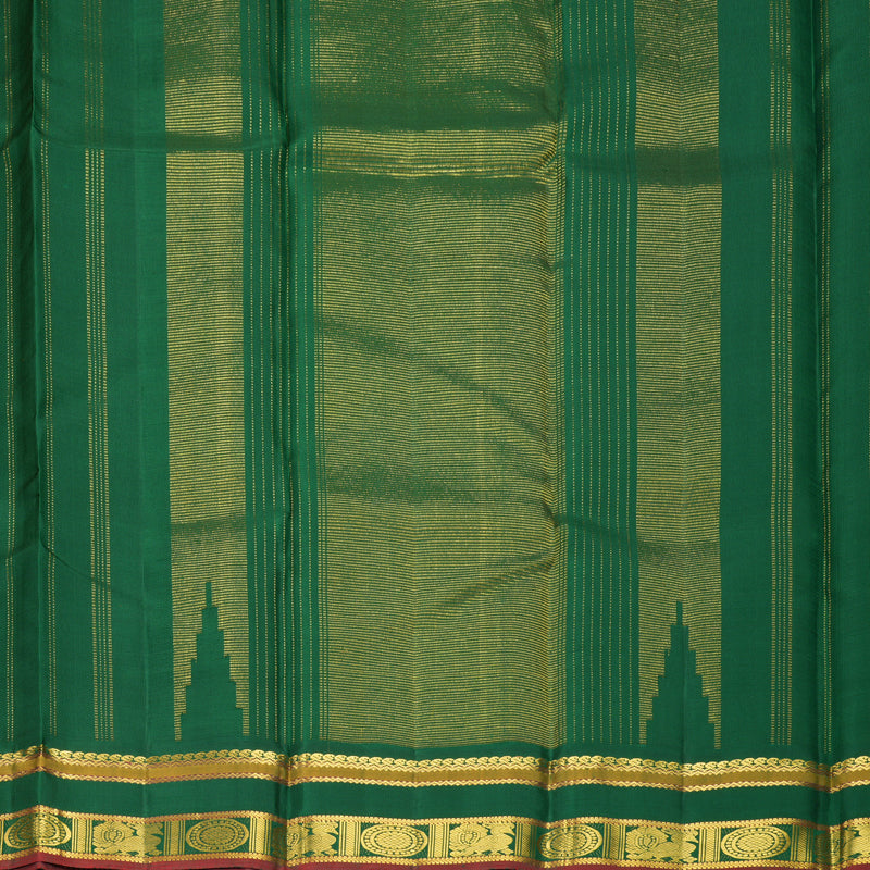 Hayagrivas Handloom Mambazham Orange Kanjivaram Silk Saree with Dark Green Border KBF743H1-1