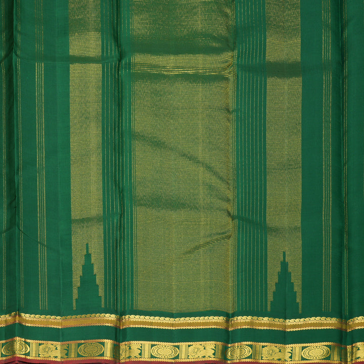 Hayagrivas Handloom Mambazham Orange Kanjivaram Silk Saree with Dark Green Border KBF743H1-1