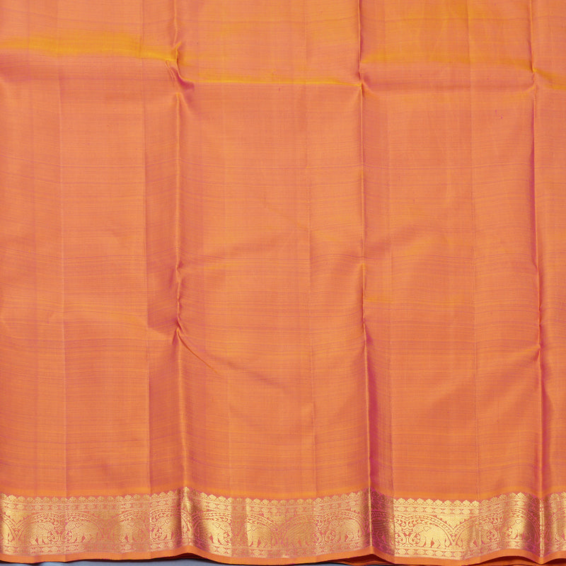 Hayagrivas Handloom Purple Kanjivaram Silk Saree with Orangish-Pink Border KBF743H11-1
