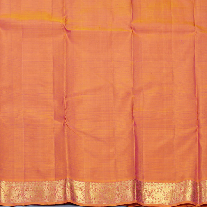 Hayagrivas Handloom Purple Kanjivaram Silk Saree with Orangish-Pink Border KBF743H11-1