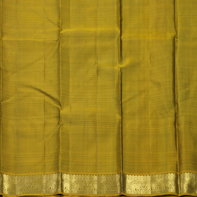 Hayagrivas Handloom Bottle Green Kanjivaram Silk Saree with Sampanga Yellow Border KBF743H15-1