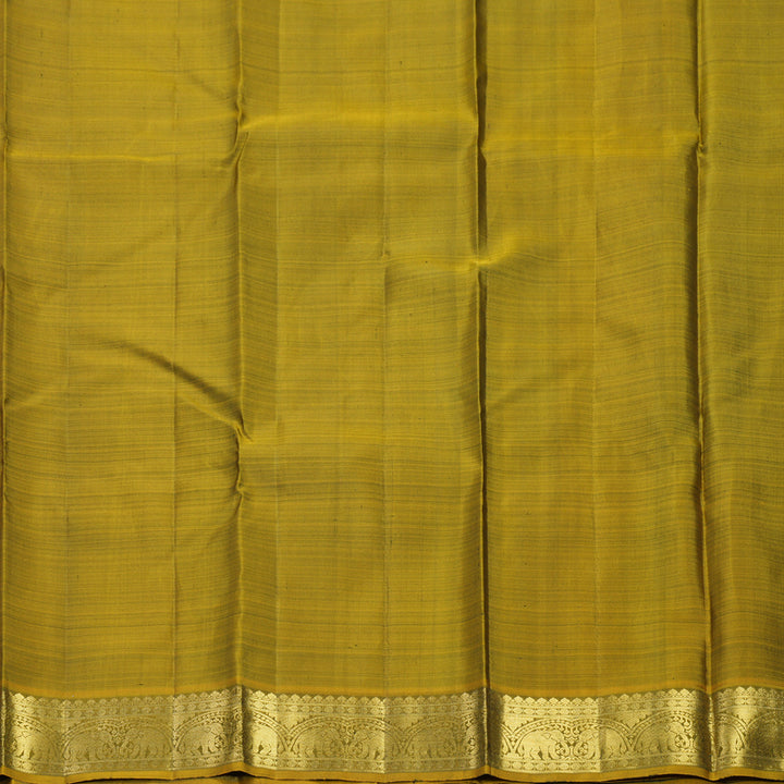Hayagrivas Handloom Bottle Green Kanjivaram Silk Saree with Sampanga Yellow Border KBF743H15-1