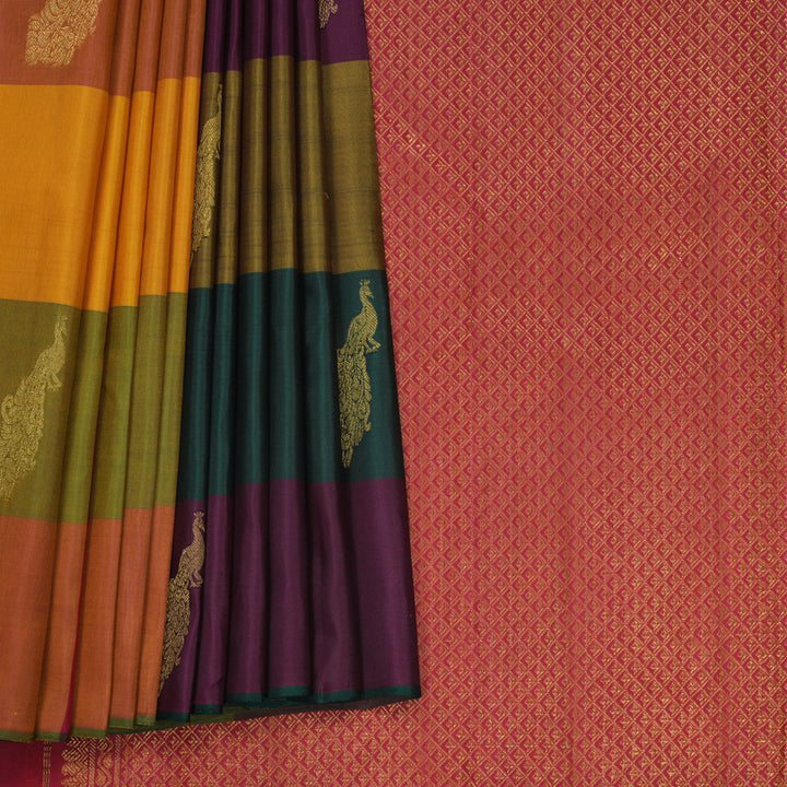 Hayagrivas Handloom Multicolour Checks Kanjivaram Silk Saree KBF743H6-1