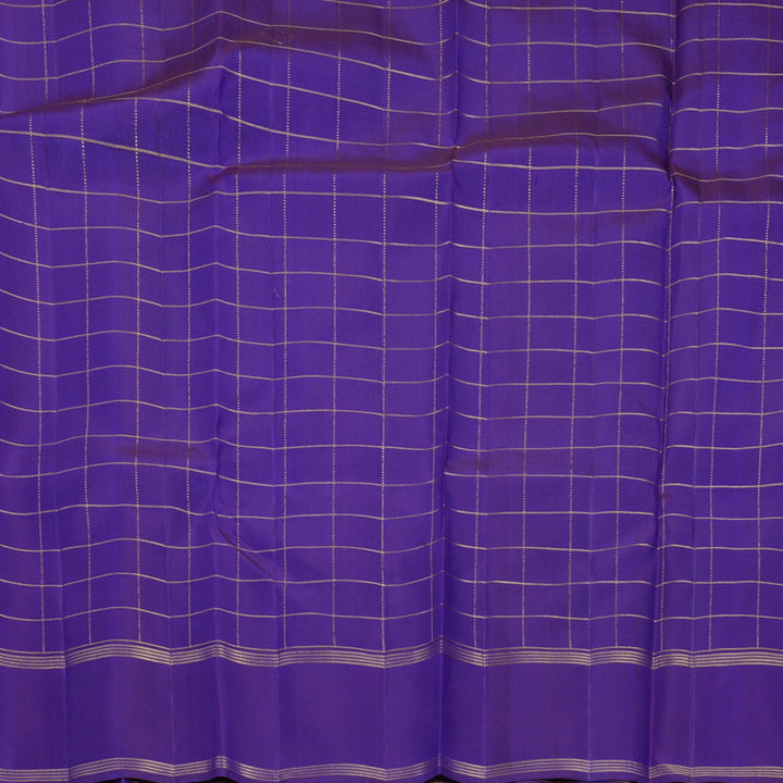 Hayagrivas Sapphire Blue Handloom Kanjivaram Silk Saree with Purple Border KBF744H1-1