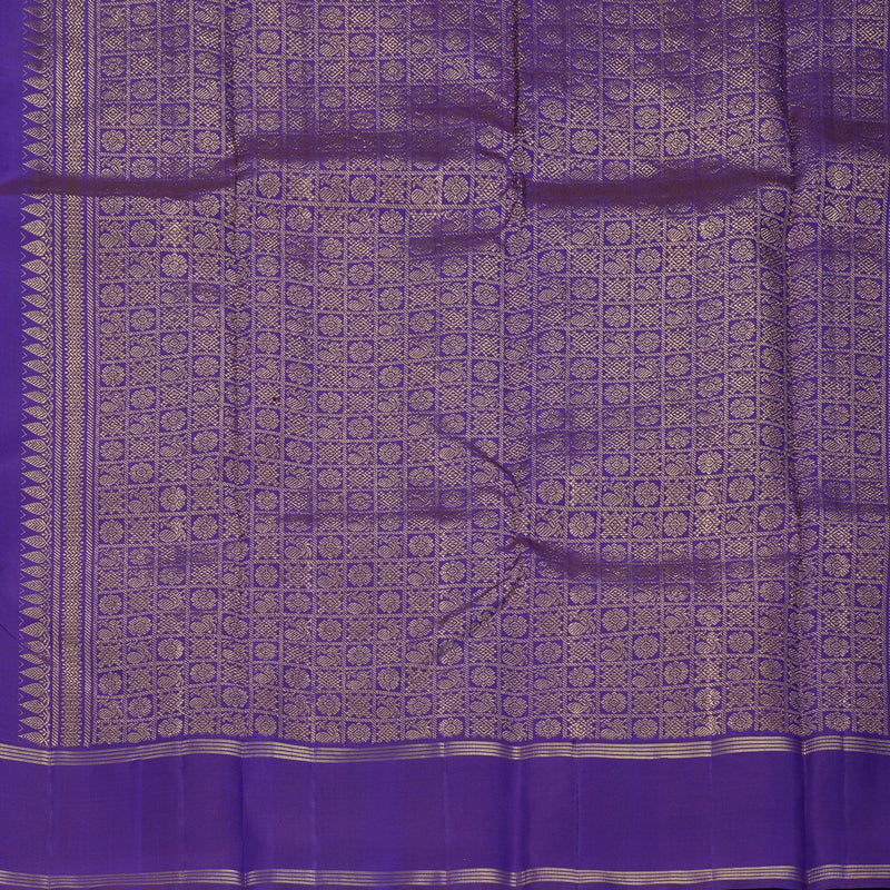 Hayagrivas Sapphire Blue Handloom Kanjivaram Silk Saree with Purple Border KBF744H1-1