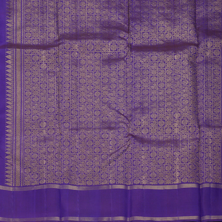 Hayagrivas Sapphire Blue Handloom Kanjivaram Silk Saree with Purple Border KBF744H1-1