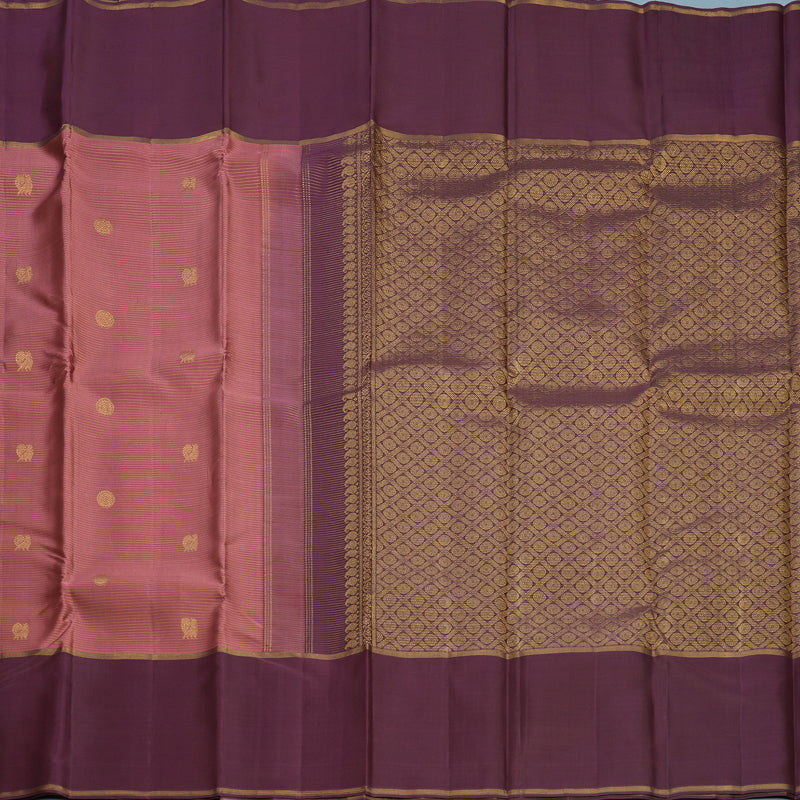 Hayagrivas Handloom Rosewood Pink Kanjivaram Silk Saree with Plum Purple Border KBF744H2-2