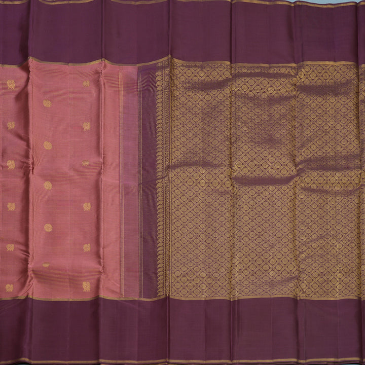 Hayagrivas Handloom Rosewood Pink Kanjivaram Silk Saree with Plum Purple Border KBF744H2-2