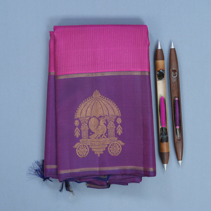 Hayagrivas Handloom Magenta Kanjivaram Silk Saree with Purple Border KBF744H3-2