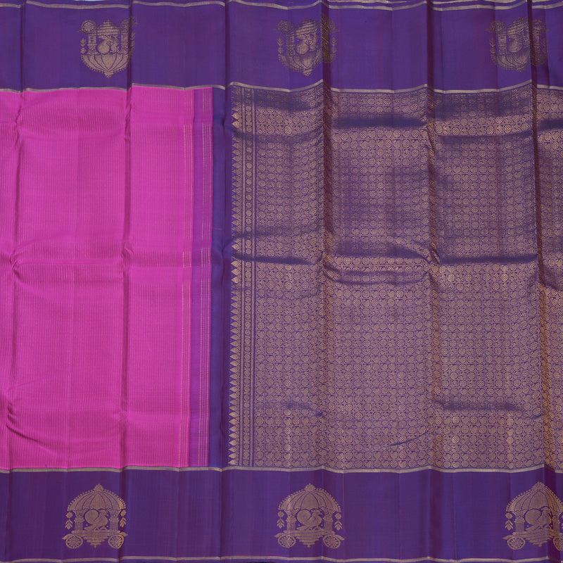 Hayagrivas Handloom Magenta Kanjivaram Silk Saree with Purple Border KBF744H3-2