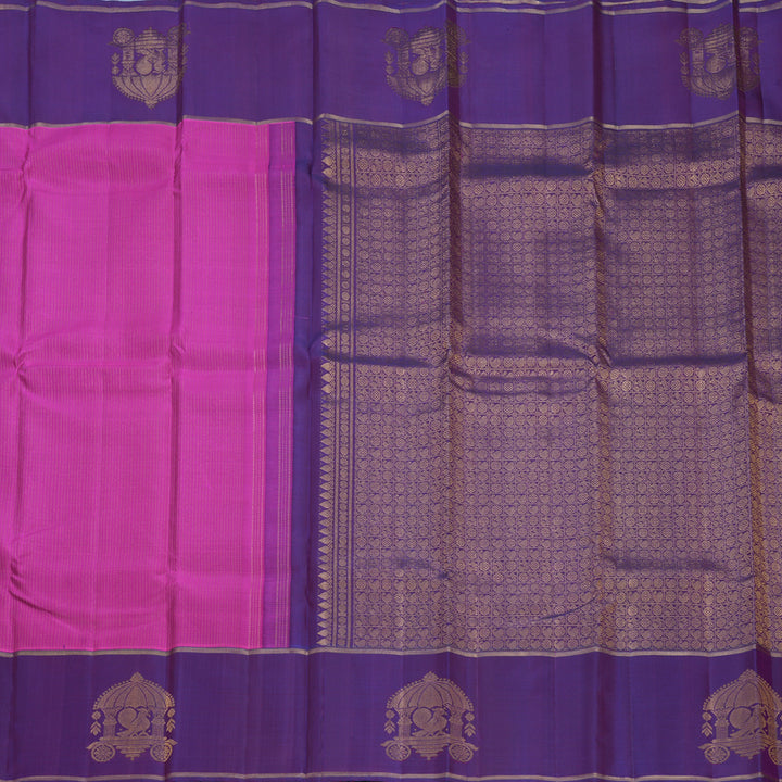 Hayagrivas Handloom Magenta Kanjivaram Silk Saree with Purple Border KBF744H3-2