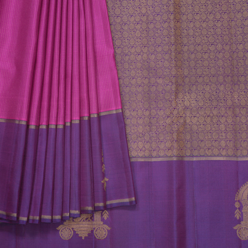 Hayagrivas Handloom Magenta Kanjivaram Silk Saree with Purple Border KBF744H3-2