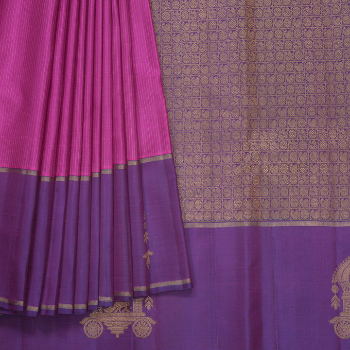 Hayagrivas Handloom Magenta Kanjivaram Silk Saree with Purple Border KBF744H3-2