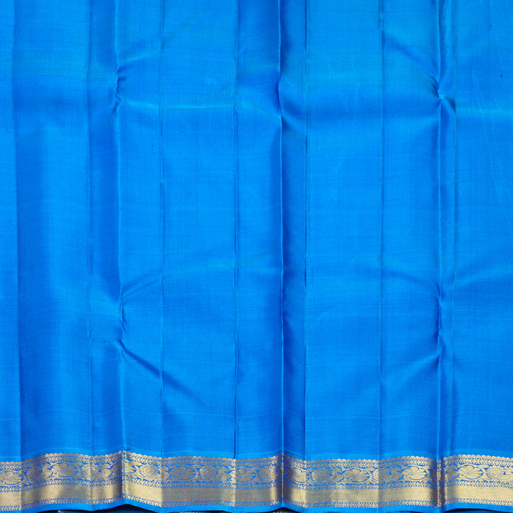 Hayagrivas Handloom Royal Blue Kanjivaram Silk Saree with Sky Blue Border KBF744H4-2