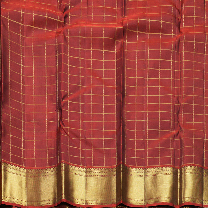 Hayagrivas Handloom Green Kanjivaram Silk Saree with Rust Orange Border KBF744H5-1
