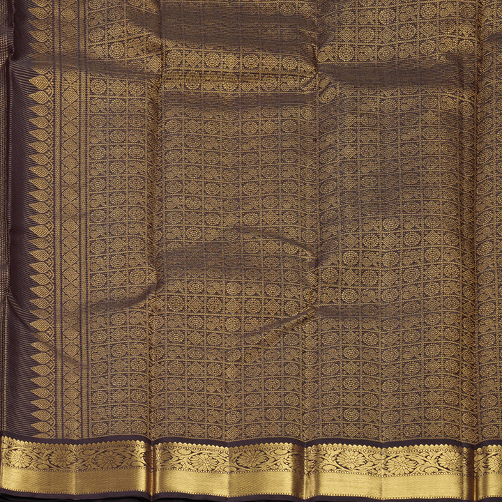 Hayagrivas Handloom Rust Orange Kanjivaram Silk Saree with Coffee Brown Border KBF744H5-2