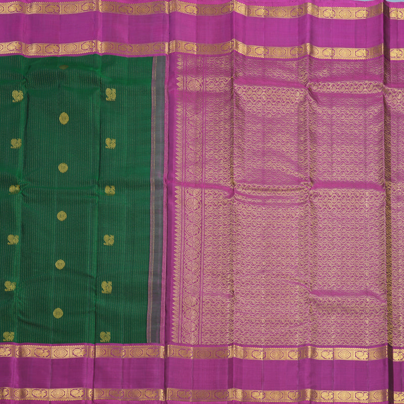 Hayagrivas Handloom Bottle Green Kanjivaram Silk Saree with Purple Border KBF744H5-7