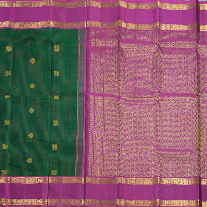 Hayagrivas Handloom Bottle Green Kanjivaram Silk Saree with Purple Border KBF744H5-7