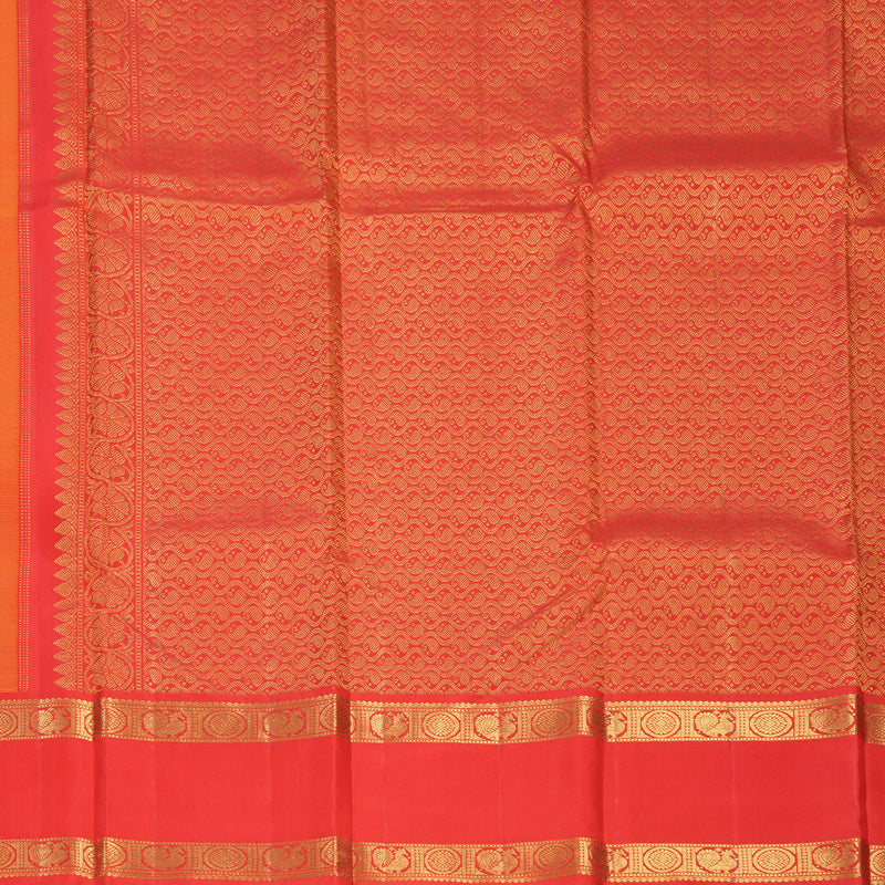 Hayagrivas Handloom Golden Orange Kanjivaram Silk Saree with Red Border KBF744H5-8