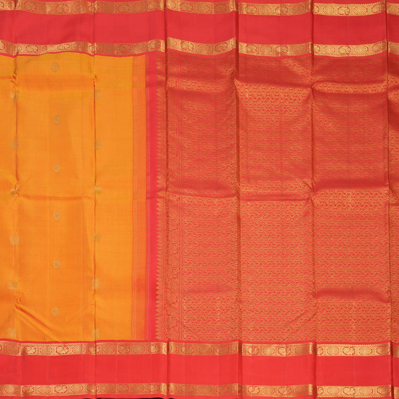 Hayagrivas Handloom Golden Orange Kanjivaram Silk Saree with Red Border KBF744H5-8