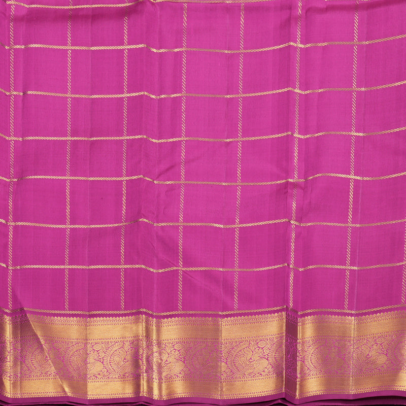 Hayagrivas Handloom Rani Pink Kanjivaram Silk Saree with Purple Border KBF744H6-1