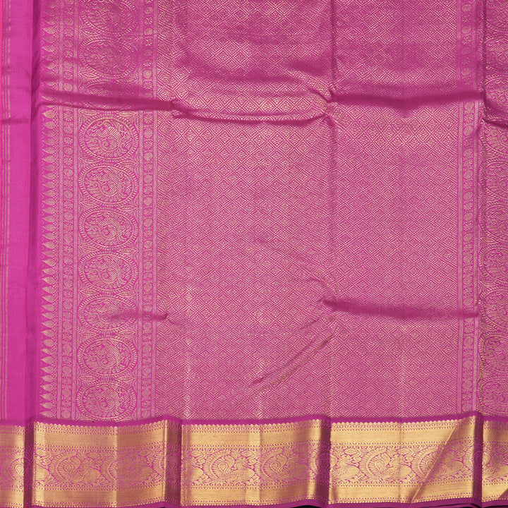 Hayagrivas Handloom Rani Pink Kanjivaram Silk Saree with Purple Border KBF744H6-1