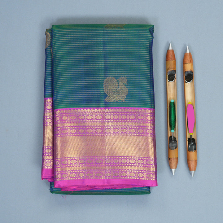 Hayagrivas Handloom Mayilkazhuthu Kanjivaram Silk Saree with Purple Border KBF744H6-4