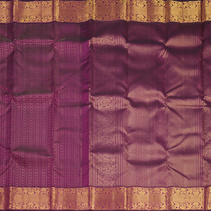 Hayagrivas Handloom Purple Kanjivaram Silk Saree with Magenta Border KBF744H7-2