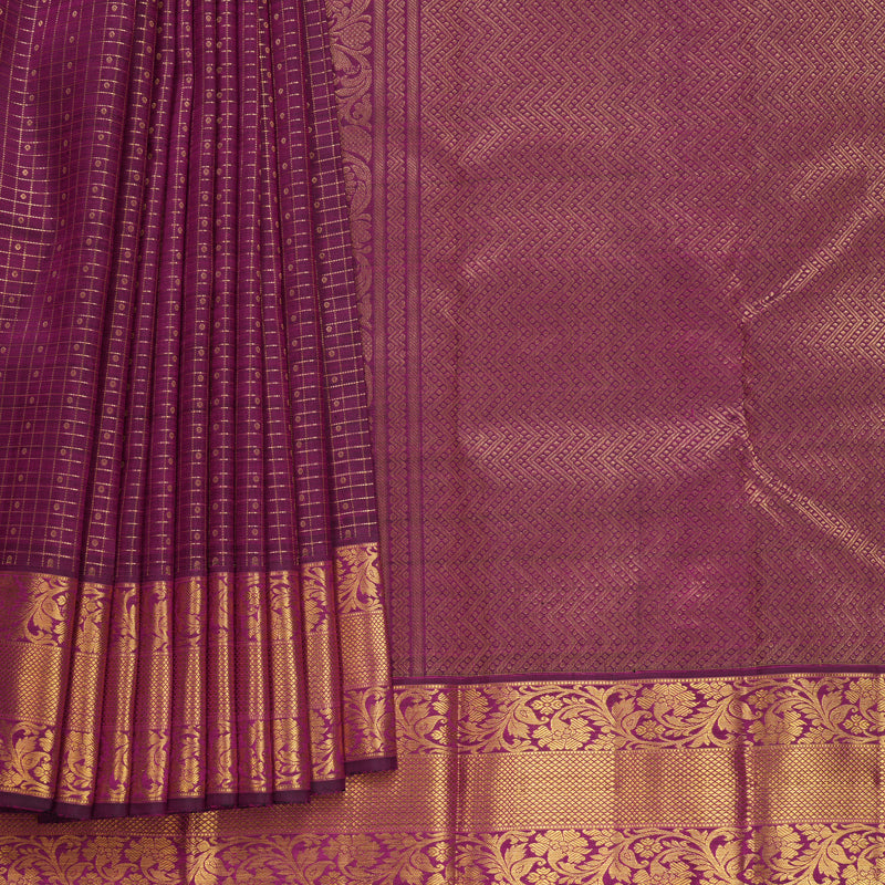 Hayagrivas Handloom Purple Kanjivaram Silk Saree with Magenta Border KBF744H7-2