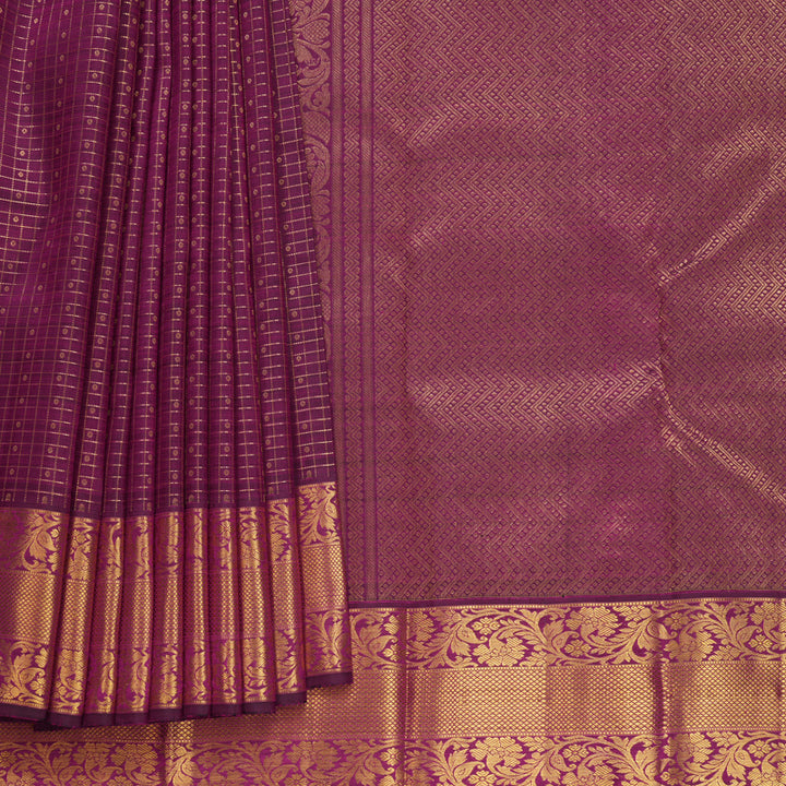 Hayagrivas Handloom Purple Kanjivaram Silk Saree with Magenta Border KBF744H7-2