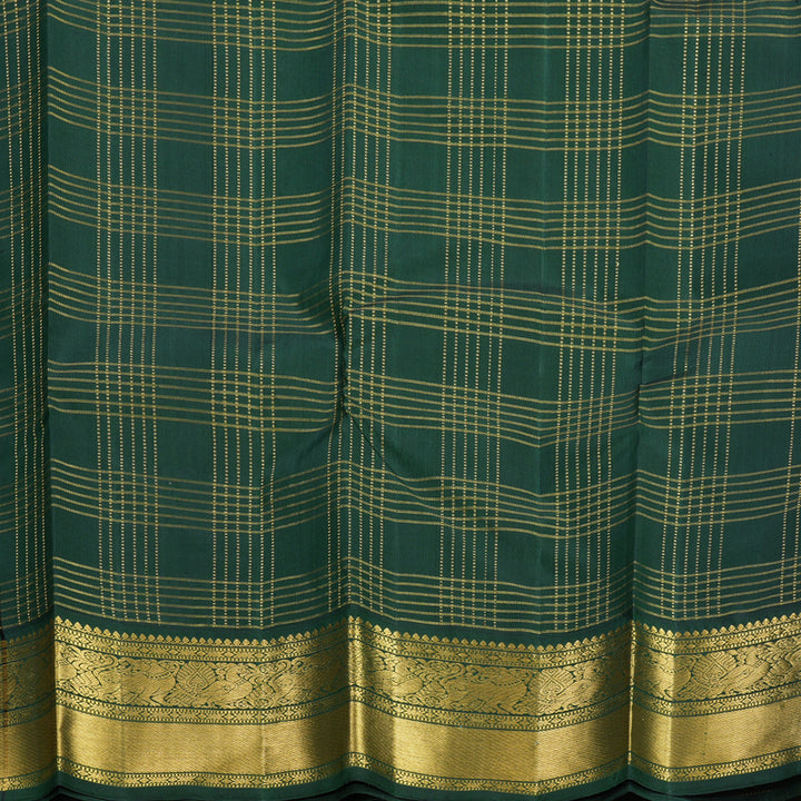 Hayagrivas Handloom Red Kanjivaram Silk Saree with Bottle Green Border KBF744H9-1