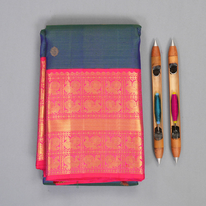 Hayagrivas Handloom Mayilkazhuthu Kanjivaram Silk Saree with Pink Border KBF744H9-2