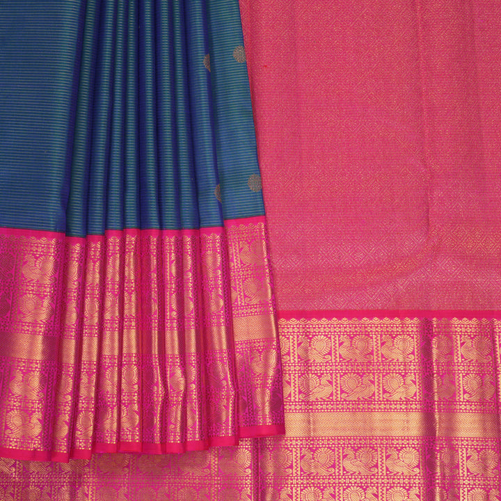 Hayagrivas Handloom Mayilkazhuthu Kanjivaram Silk Saree with Pink Border KBF744H9-2
