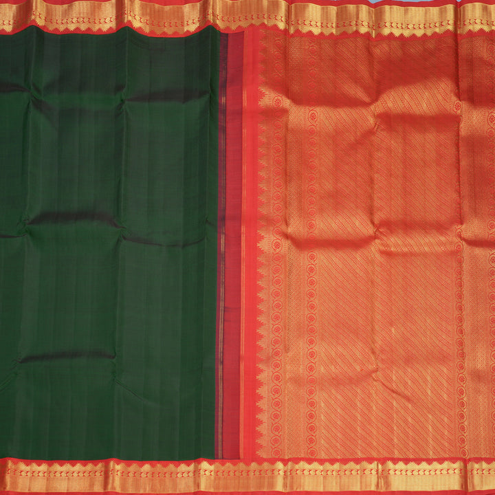 Hayagrivas Handloom Bottle Green Kanjivaram Silk Saree with Red Border KBF745H1-1