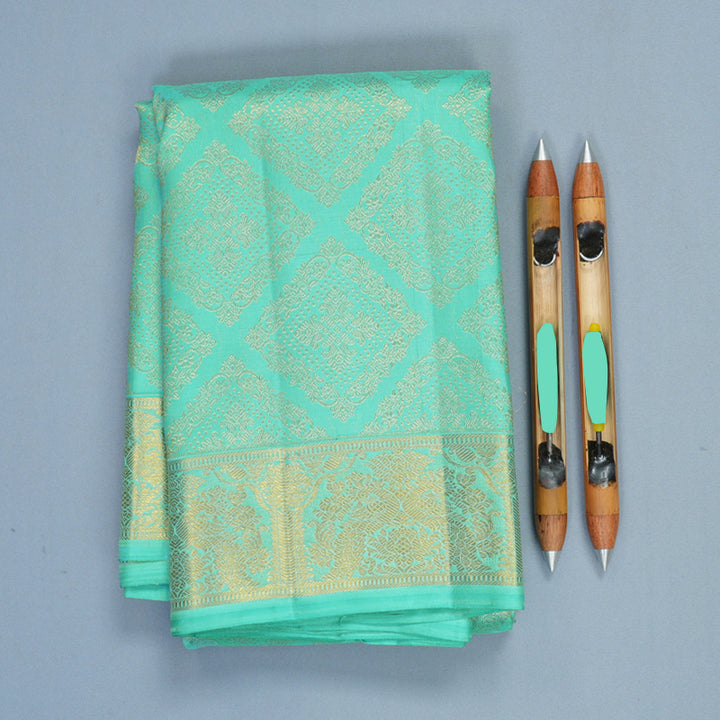 Hayagrivas Handloom Mint Green Kanjivaram Silk Saree KBF746H2-1