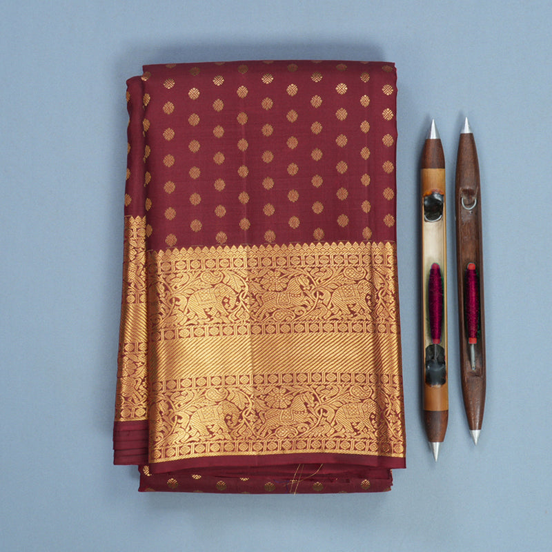 Hayagrivas Handloom Maroon Kanjivaram Silk Saree KBF749H1-10