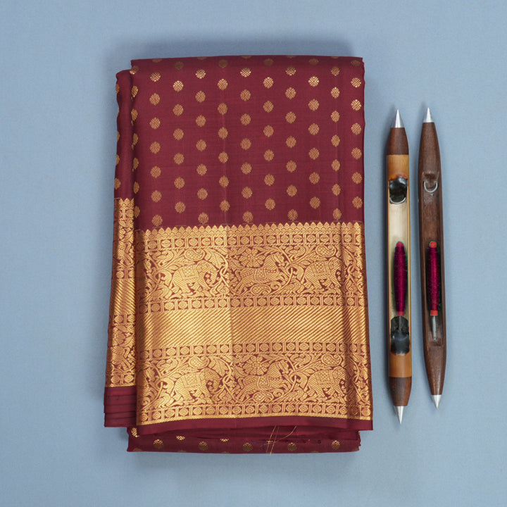 Hayagrivas Handloom Maroon Kanjivaram Silk Saree KBF749H1-10