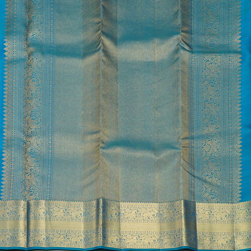 Hayagrivas Handloom Peacock Blue Kanjivaram Silk Saree KBF749H1-15