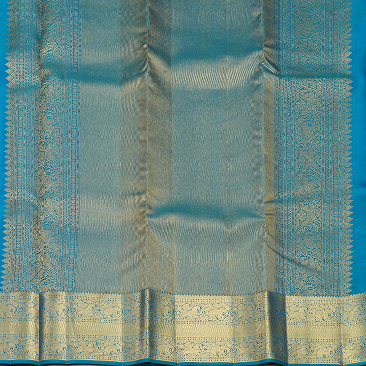 Hayagrivas Handloom Peacock Blue Kanjivaram Silk Saree KBF749H1-15