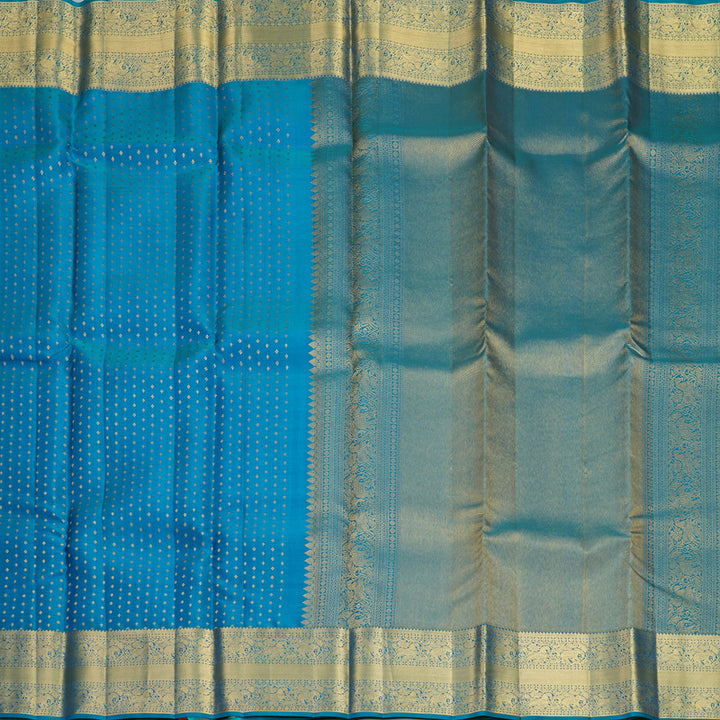 Hayagrivas Handloom Peacock Blue Kanjivaram Silk Saree KBF749H1-15