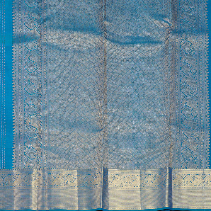 Hayagrivas Handloom Teal Blue Kanjivaram Silk Saree KBF749H1-16