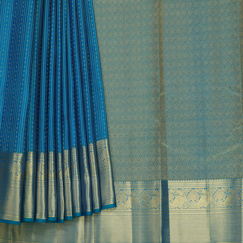 Hayagrivas Handloom Teal Blue Kanjivaram Silk Saree KBF749H1-16
