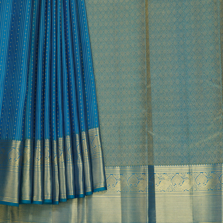 Hayagrivas Handloom Teal Blue Kanjivaram Silk Saree KBF749H1-16