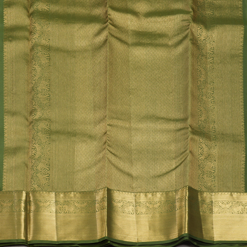 Hayagrivas Handloom Mehandi Green Kanjivaram Silk Saree KBF749H1-2